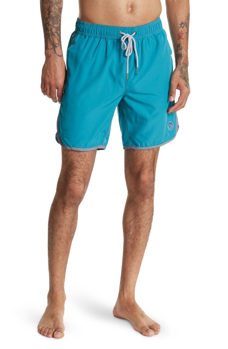 Mr.Swim MR. SWIM Solid Contrast Binding Boardshorts, Main, color, 