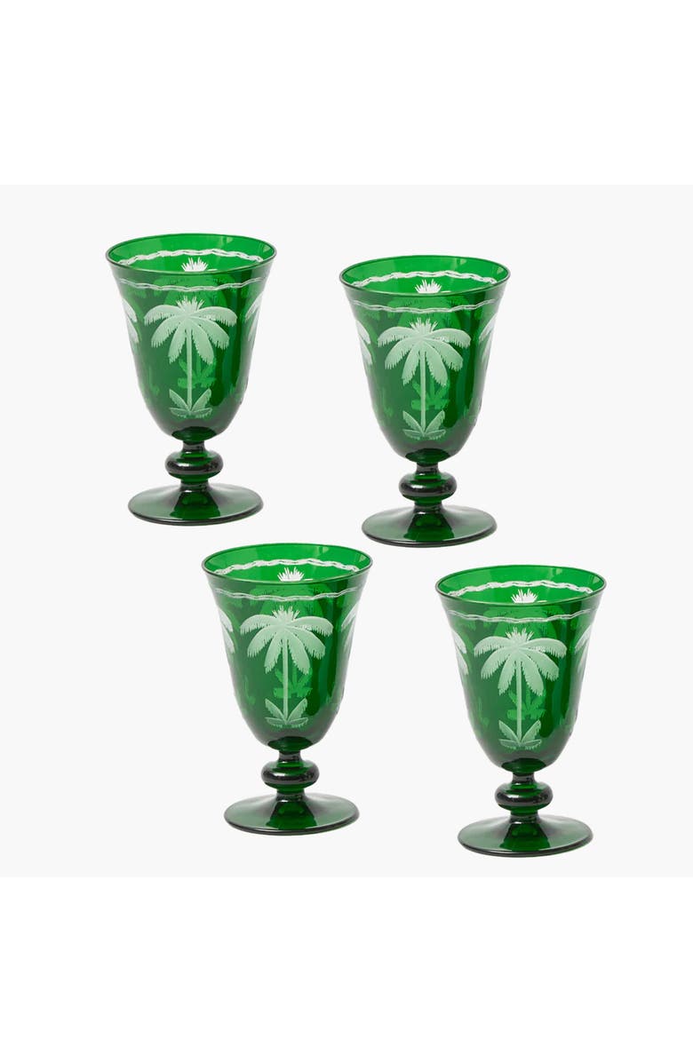 Mrs. Alice Emerald Palm Tree Wine Glasses, Main, color, Green