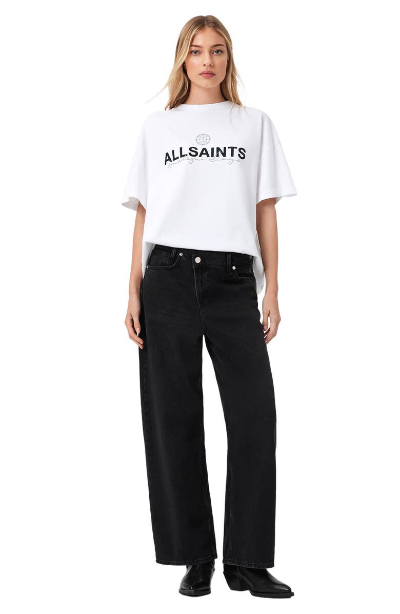 AllSaints Emblem Avri Logo Slit Back Graphic T-Shirt, Alternate, color, White