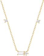 DLORIA Starluxe Delicate Necklace with Three Round Cut and One Emerald Cut Cubic Zirconia Stones-Crystal Dream Necklace