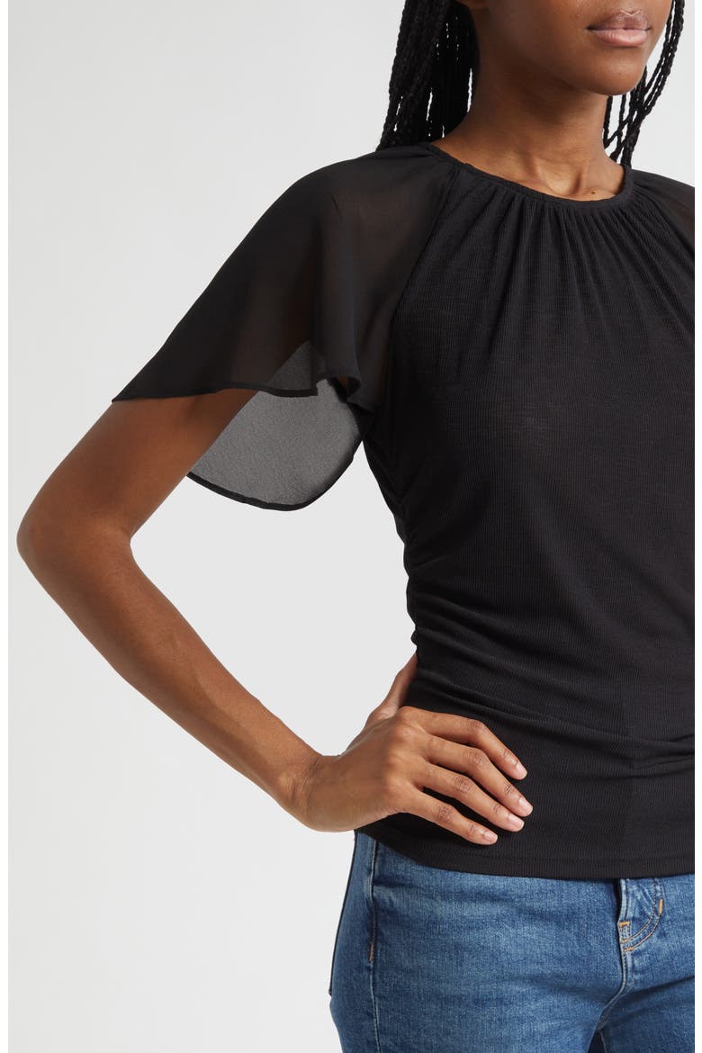 Arisa Mixed Media Top, Alternate, color, BLACK