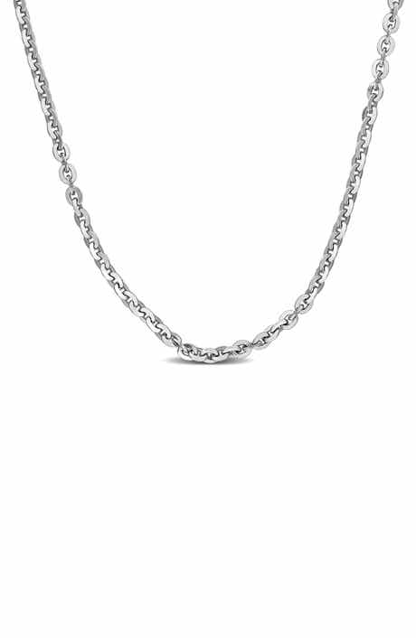 DELMAR Sterling Silver 1.5mm Oval Cable Chain Necklace
