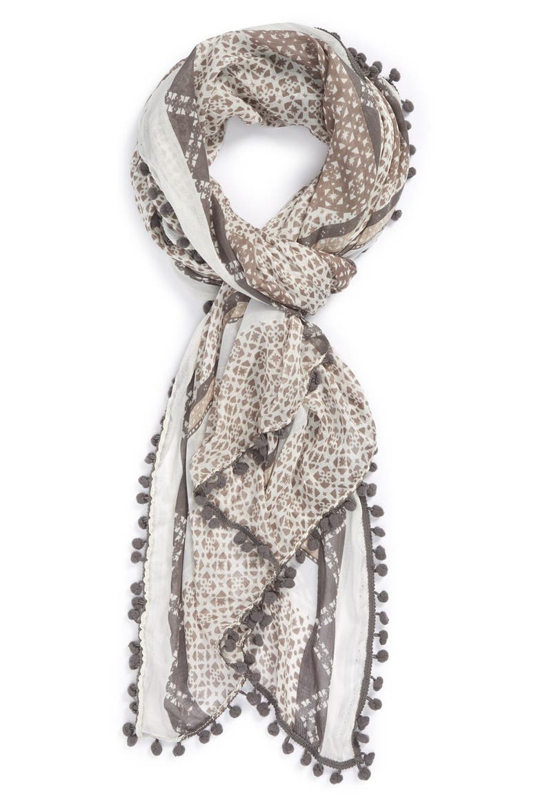Mini Mosaic Print Oblong Scarf, Main, color, TAN COMBO