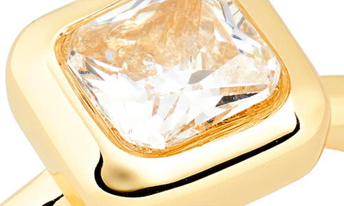 Covet Square Crystal Engagement Ring In Clear/gold