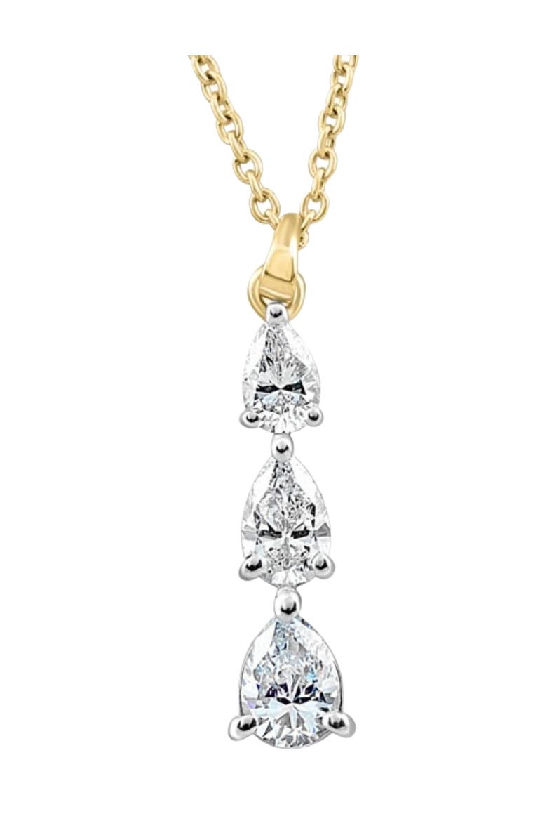 Bliss Diamond 1/2Ct Pear Shape Diamond Three Stone Pendant Gold Necklace Lab Grown, Main, color,