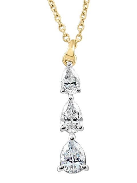 1/2Ct Pear Shape Diamond Three Stone Pendant Gold Necklace Lab Grown