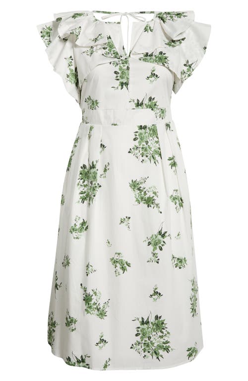 Sugarlips Ria Floral Santana Tie Back Cotton Midi Dress In White