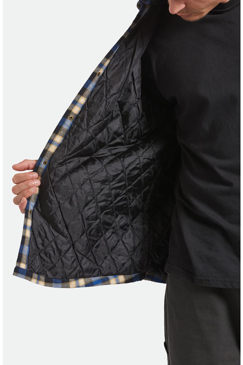 Bowery Quilted Hooded Plaid Flannel Snap-Up Jacket, Alternate, color, NAVY/ CREAM