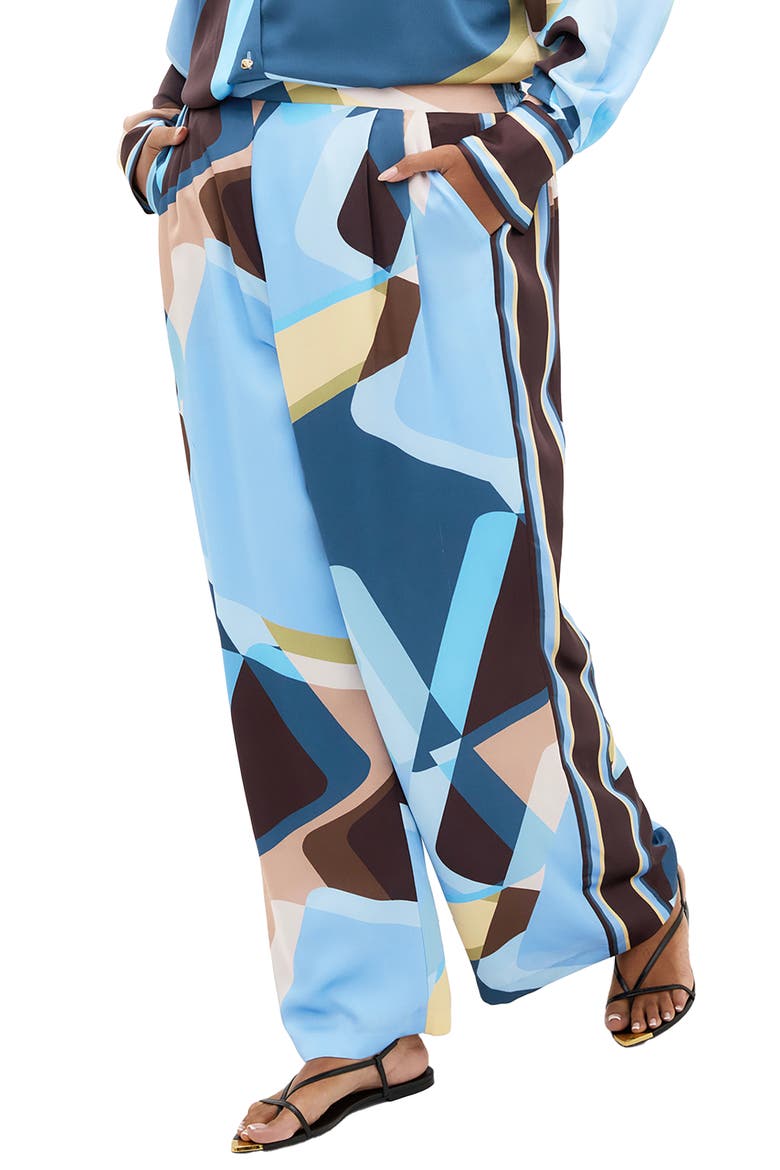 Amaya Print Wide Leg Pants, Alternate, color, BLUE ABSTRACT