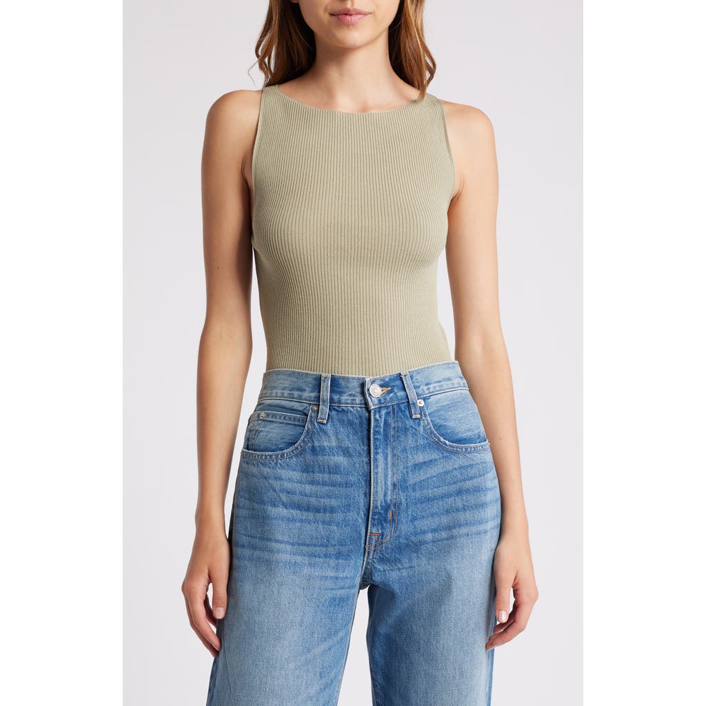 & Other Stories Ribbed Tank Top In Khaki Green Dusty Lichen