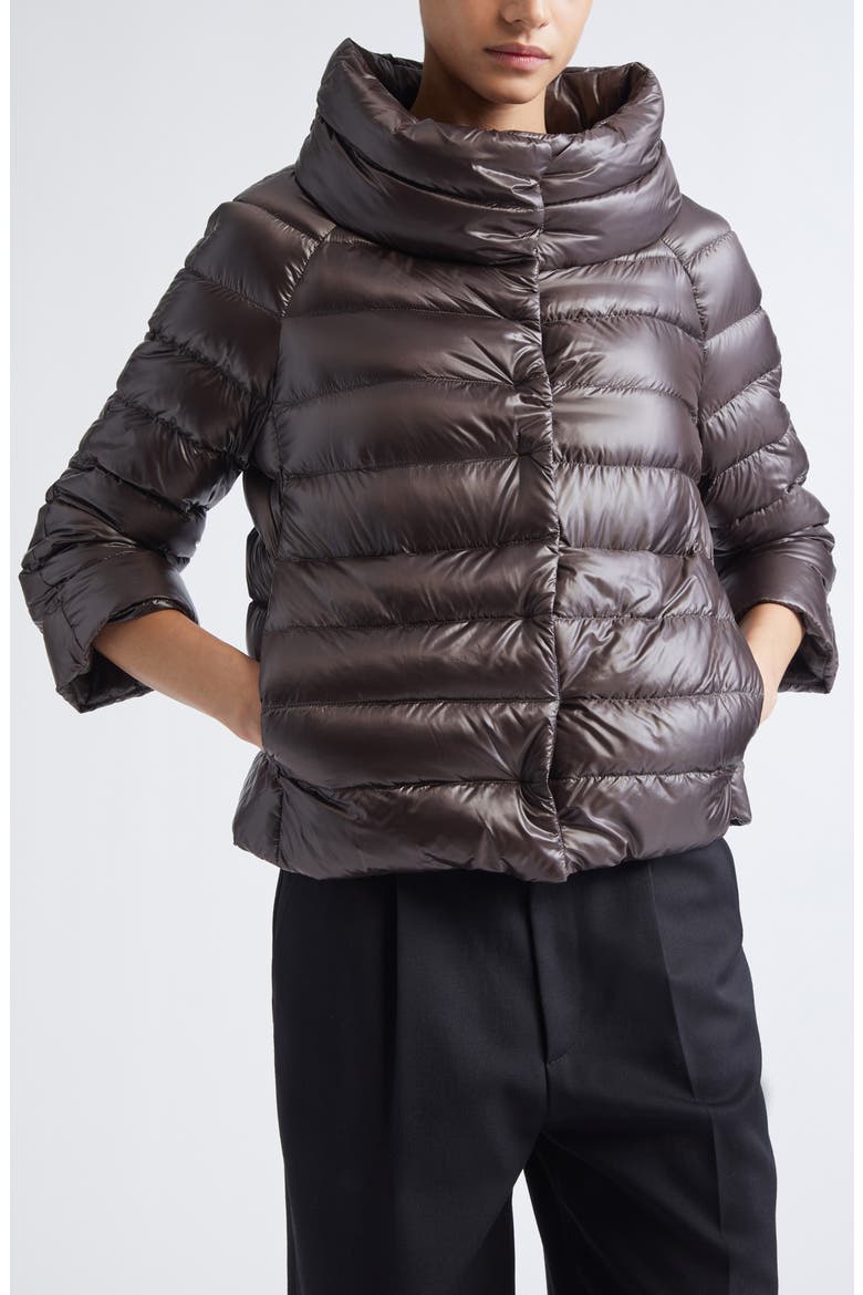 Sofia Iconic Down Crop Puffer Jacket, Main, color, CHOCOLATE