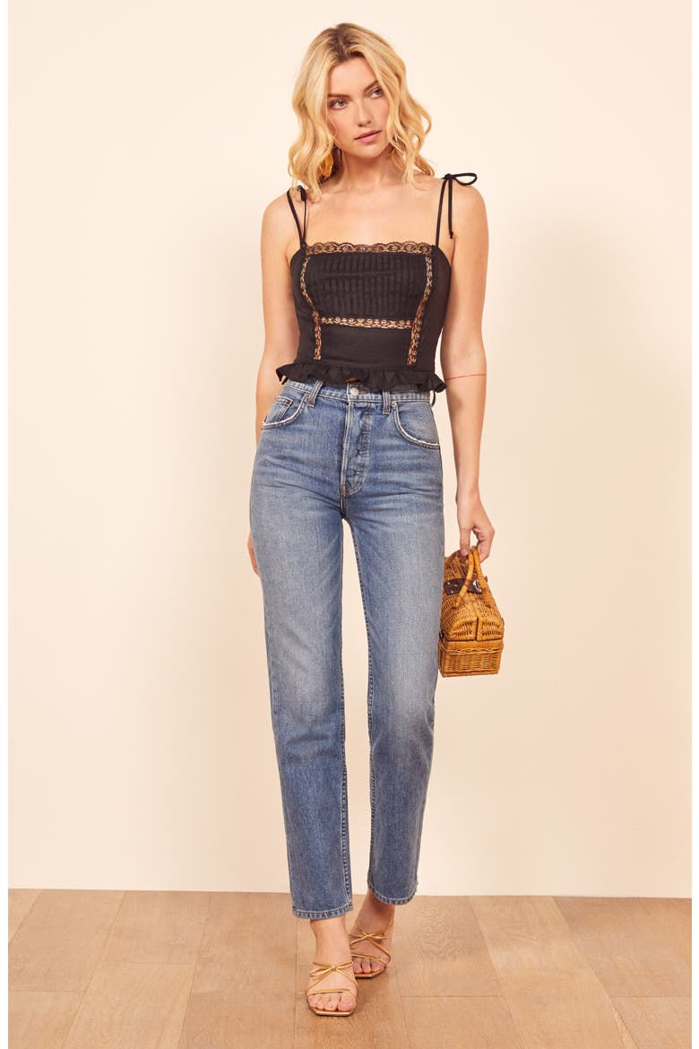 Mason Tie Strap Crop Tank Top, Alternate, color, BLACK