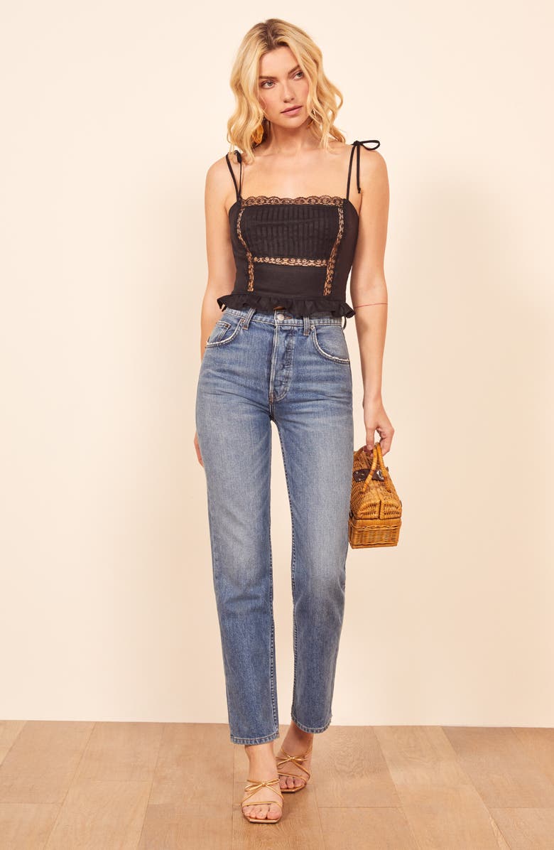 Reformation Mason Tie Strap Crop Tank Top, Alternate, color, 