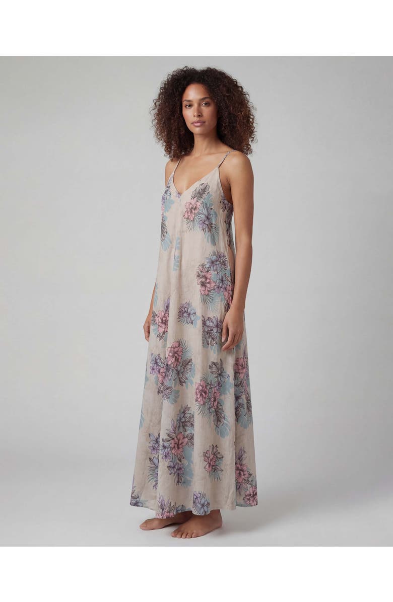 Lords of Harlech Exotic Floral Womens Linen Oversized Dress, Alternate, color, Exotic Floral Natural