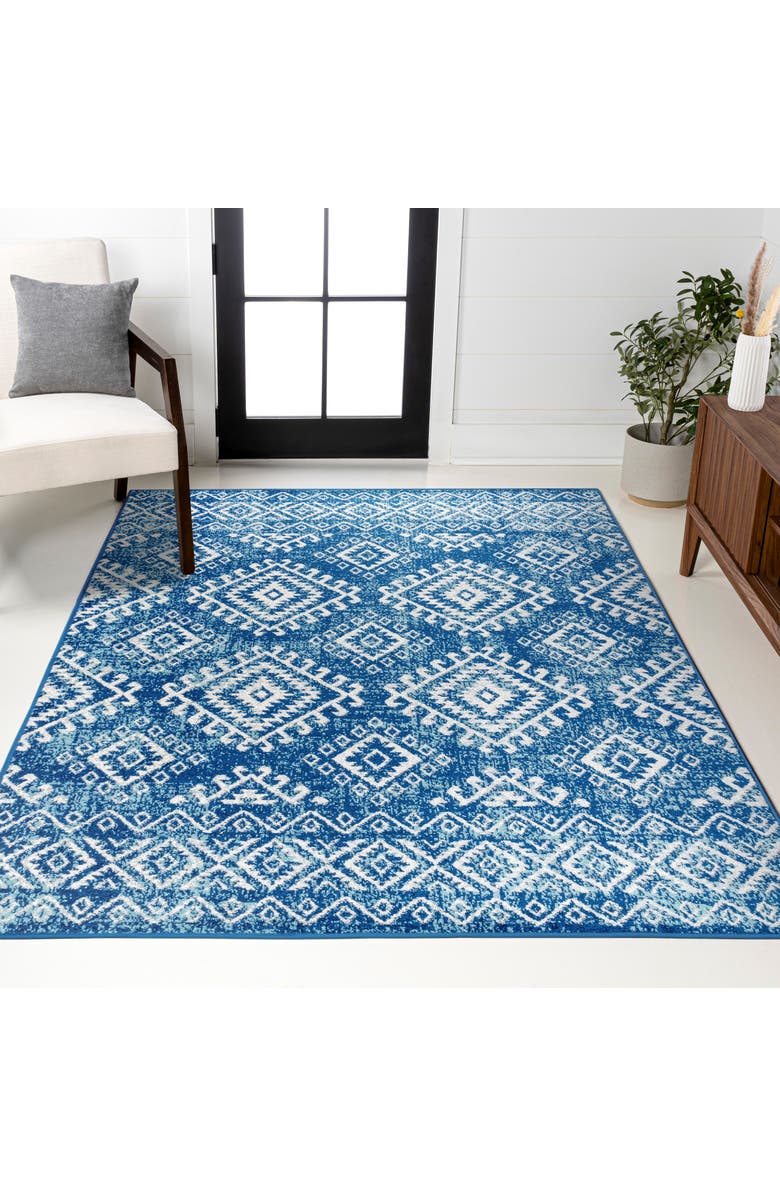 JONATHAN Y Moroccan HYPE Boho Vintage Area Rug, Alternate, color, Blue/White