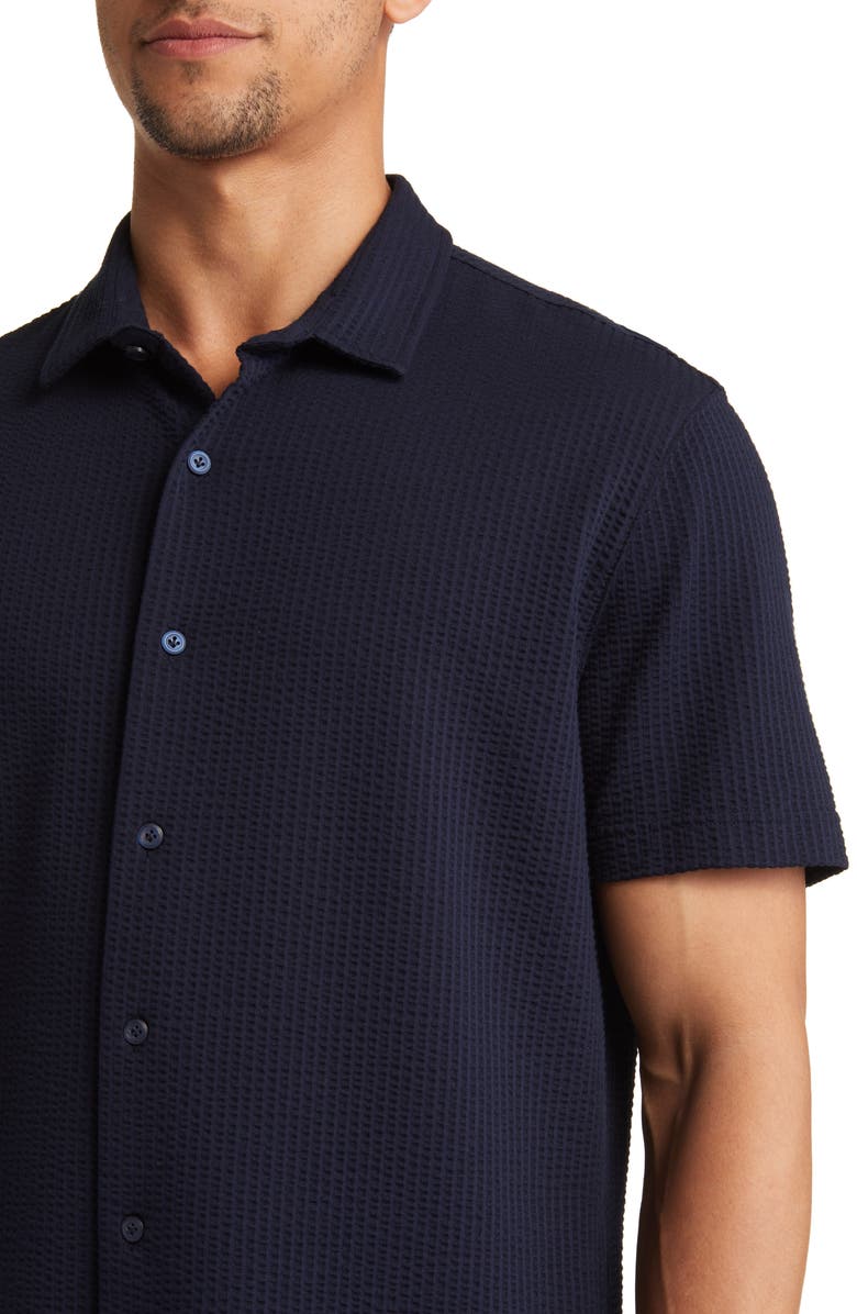 Lorenzo Uomo Short Sleeve Cotton Blend Seersucker Button-Up Shirt, Alternate, color, 