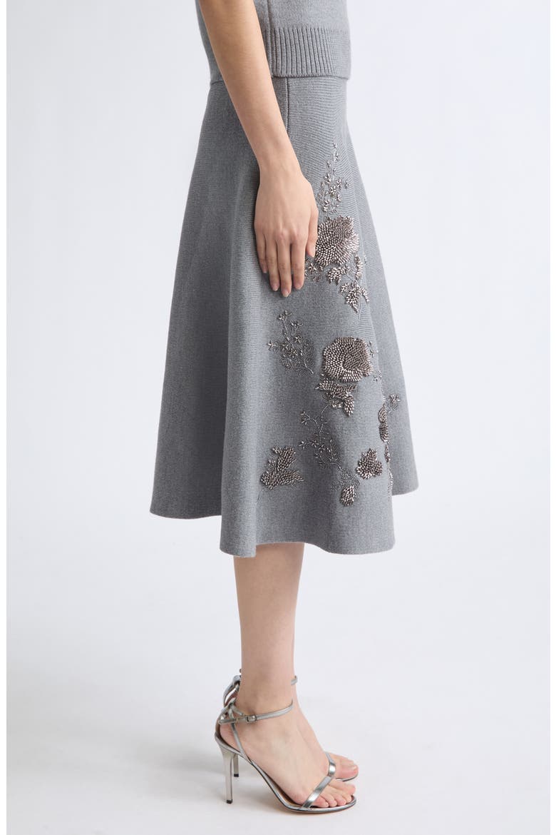 Beaded Wool Sweater Skirt, Alternate, color, MELANGE GREY
