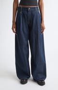 R13 Triple Pleated Wide Leg Jeans