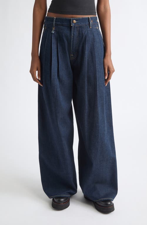 R13 Triple Pleated Wide Leg Jeans in Rinse Selvedge Indigo at Nordstrom, Size 27