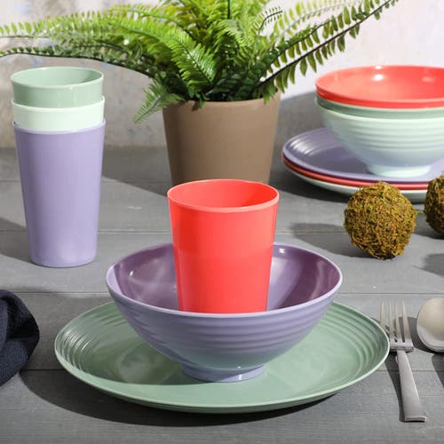 Gibson Home Zelly 12 Piece Round Melamine Dinnerware Set In Multi