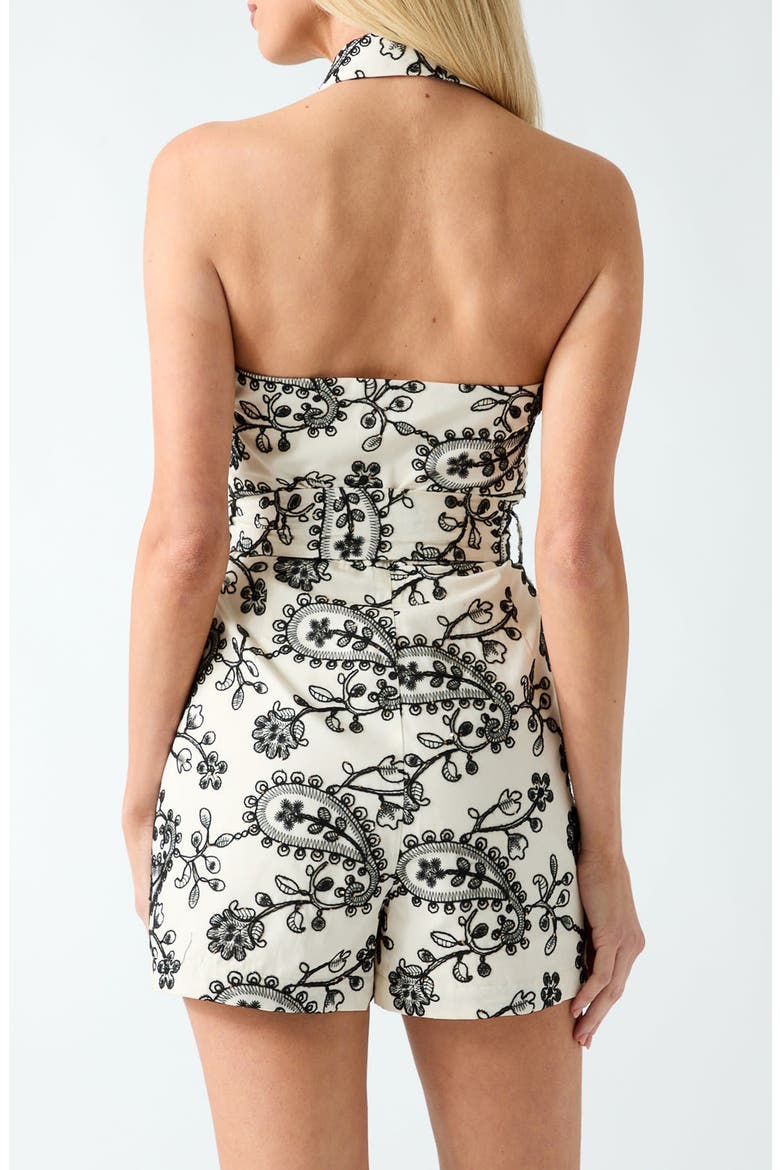 Staci Embroidered Halter Romper, Alternate, color, OPEN WHITE
