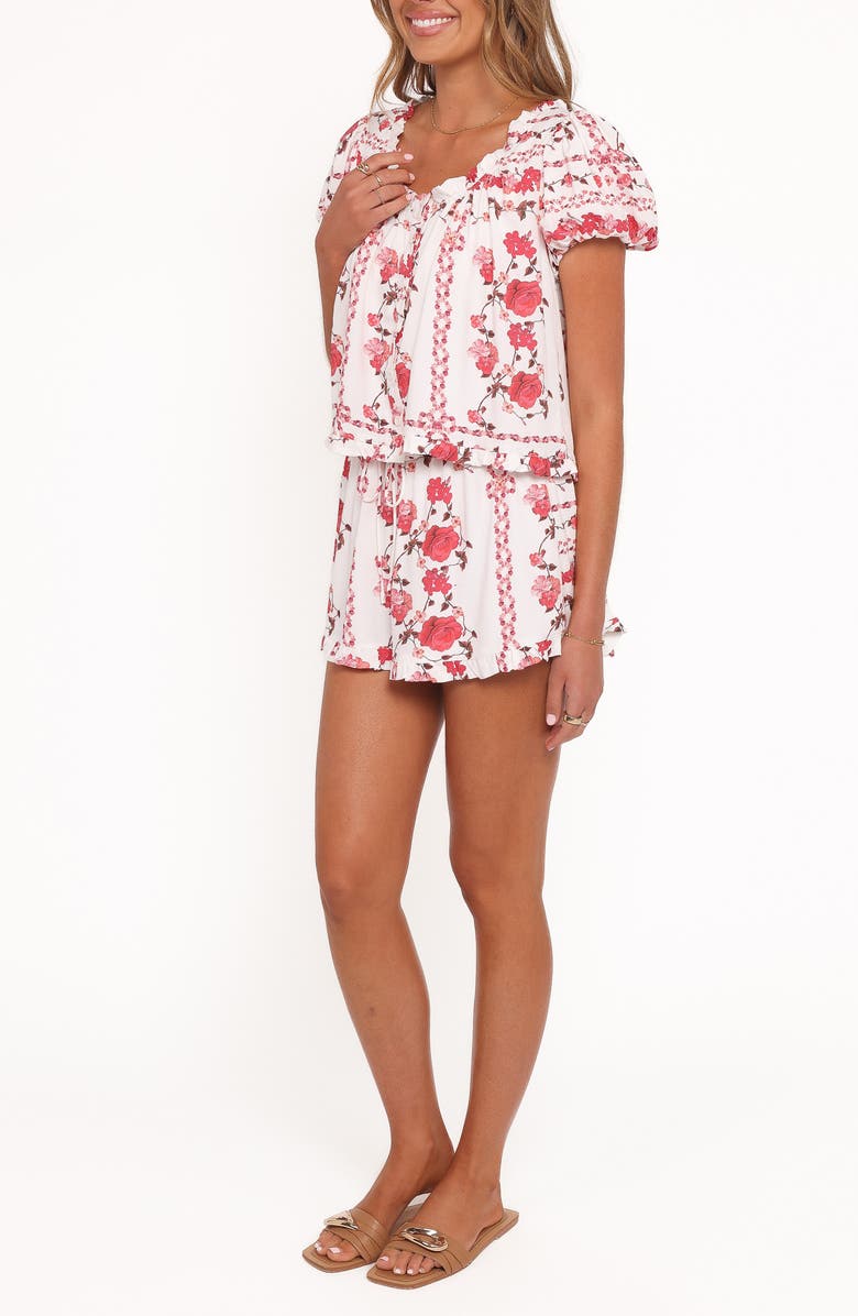 Petal & Pup Solana Floral Button-Up Top & Shorts Set, Alternate, color, Red Rose