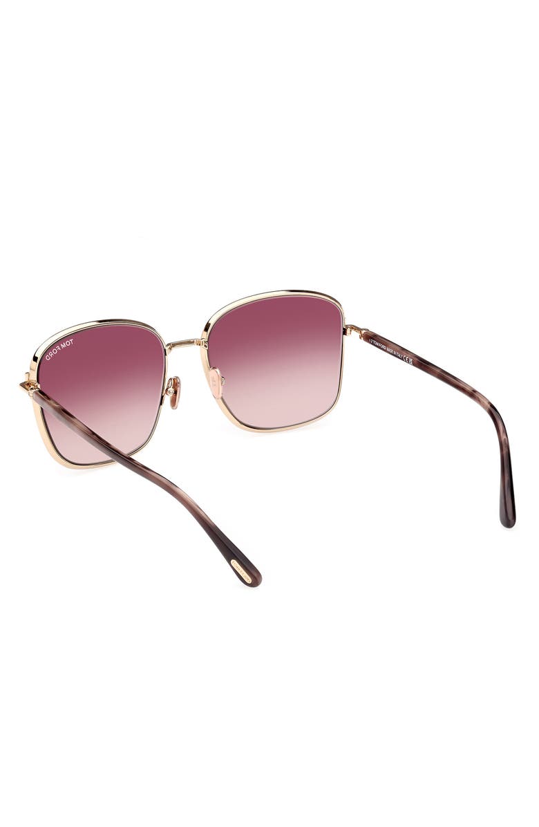 TOM FORD Fern 57mm Square Sunglasses, Alternate, color, Shiny Rose Gold / Gradient