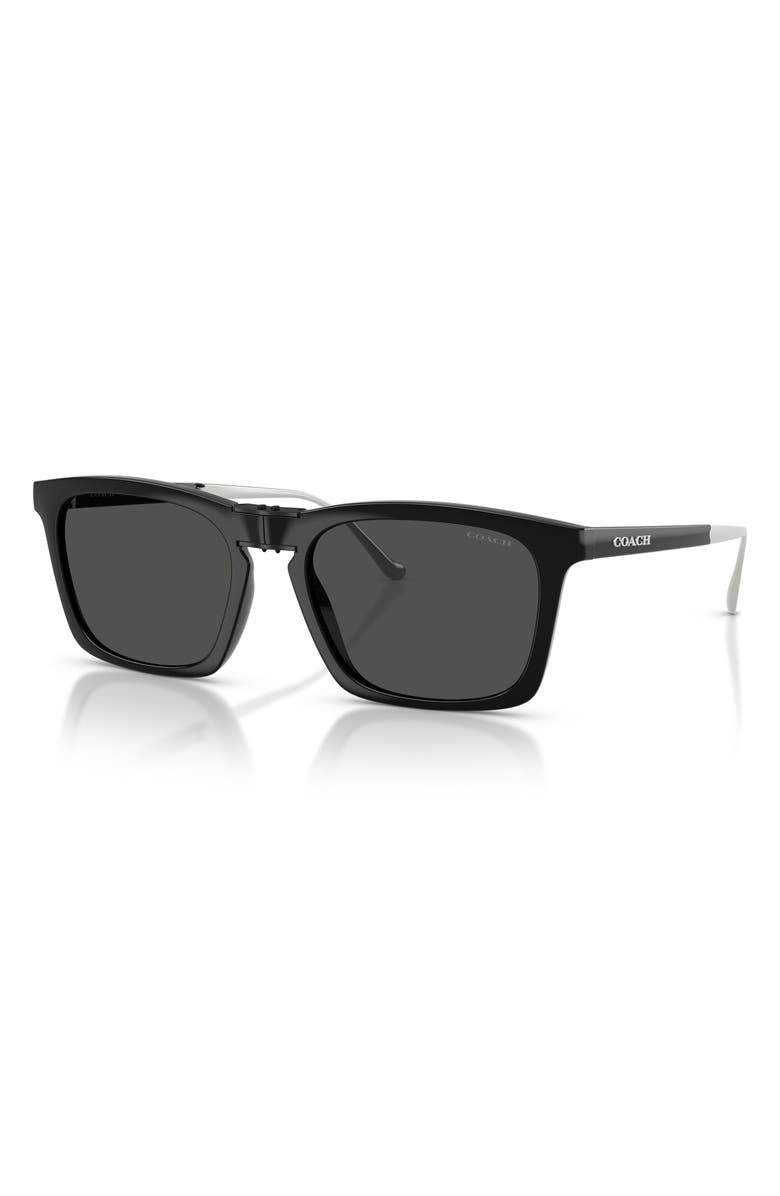 COACH 56mm Square Sunglasses, Alternate, color, Black / Grey Solid