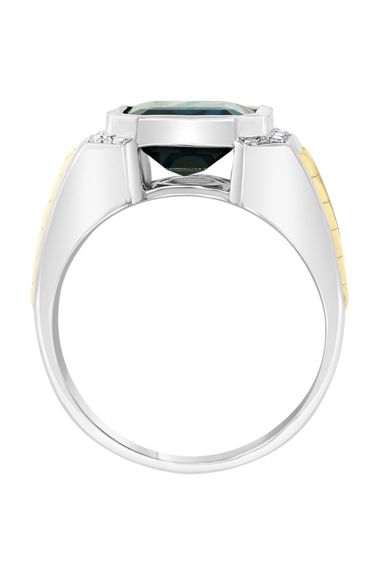 EFFY Men's Diamond & London Blue Topaz Two-Tone Signet Ring, Alternate, color, 