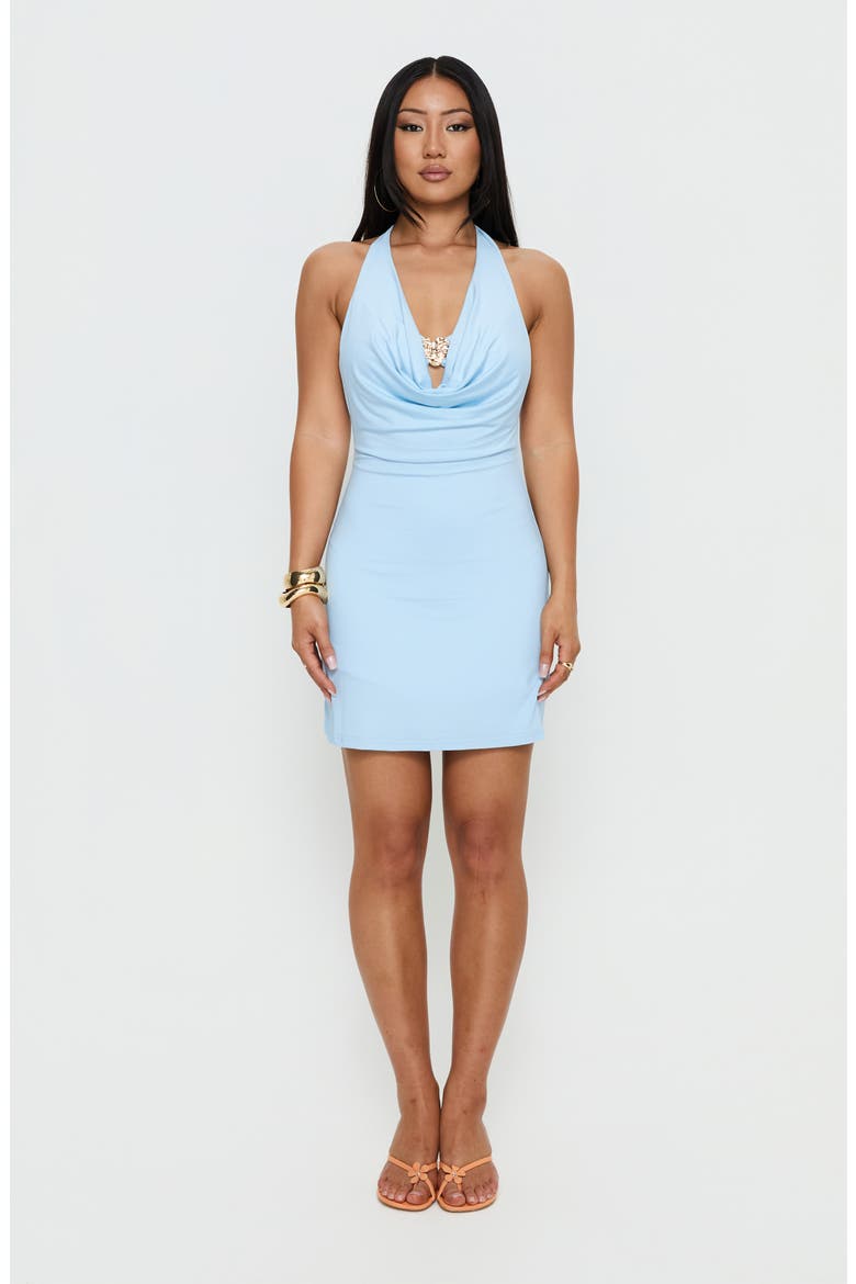 Minidress Plunge Halter Aspena, Alternate, color, BLUE