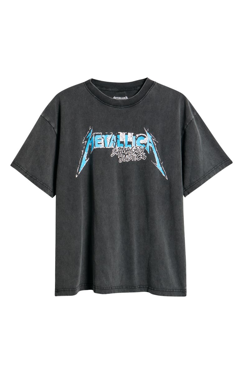 Merch Traffic Metallica Live 1988 Damaged Justice Tour Graphic T-Shirt, Alternate, color, Black Pigment Dye