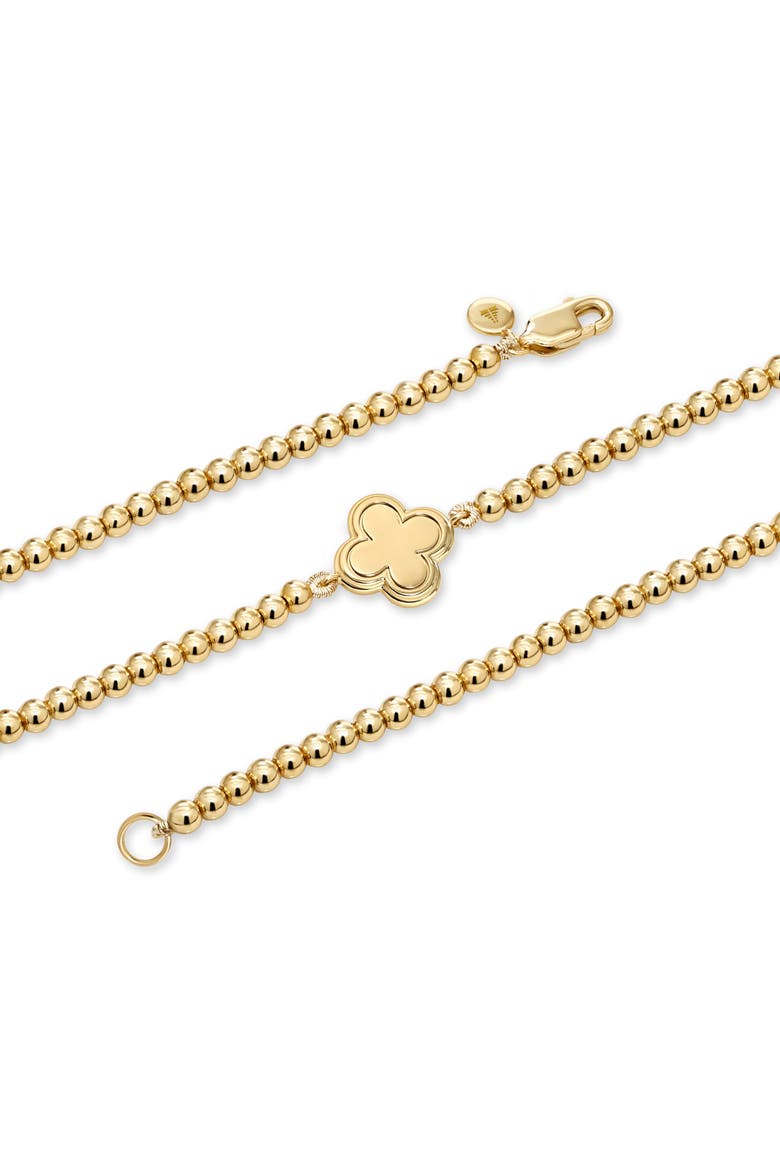 Clover Beaded Ball Bracelet in Gold Plated Sterling Silver, Alternate, color, Yellow Gold