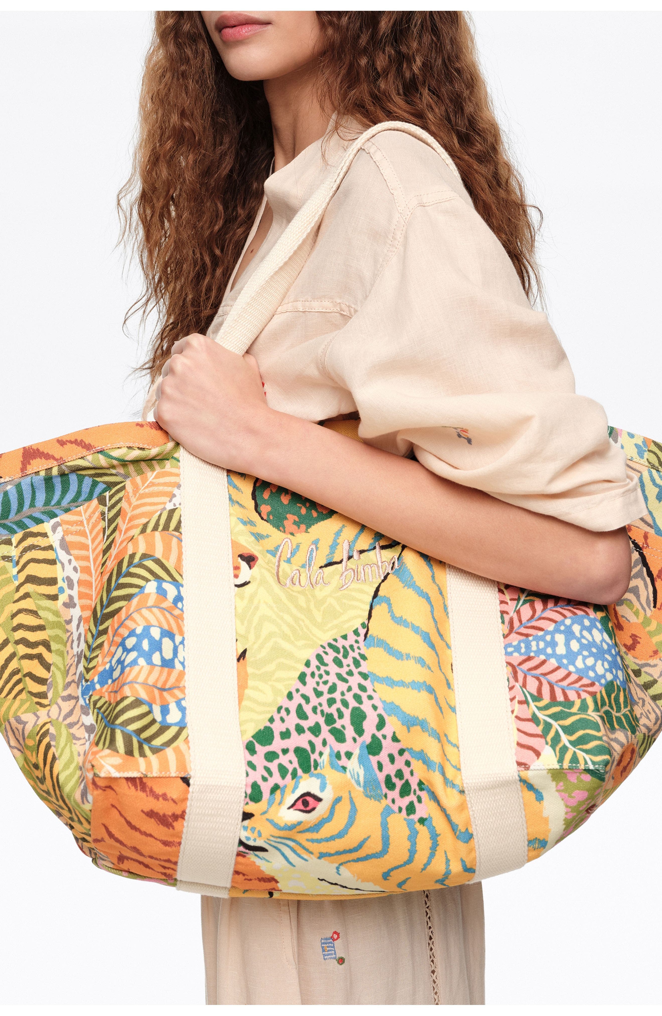 Bimba y Lola Maxi Cotton Beach Bag, Alternate, color, Wild