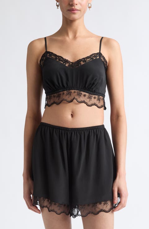Negligee Lace Trim Crêpe de Chine Bralette