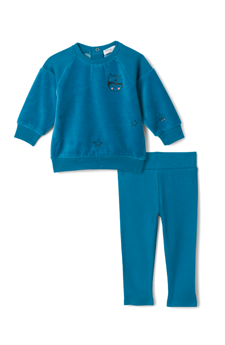 Charlotte & George Prince Print Sweatshirt and Leggings Set, Main, color, Blue Jay