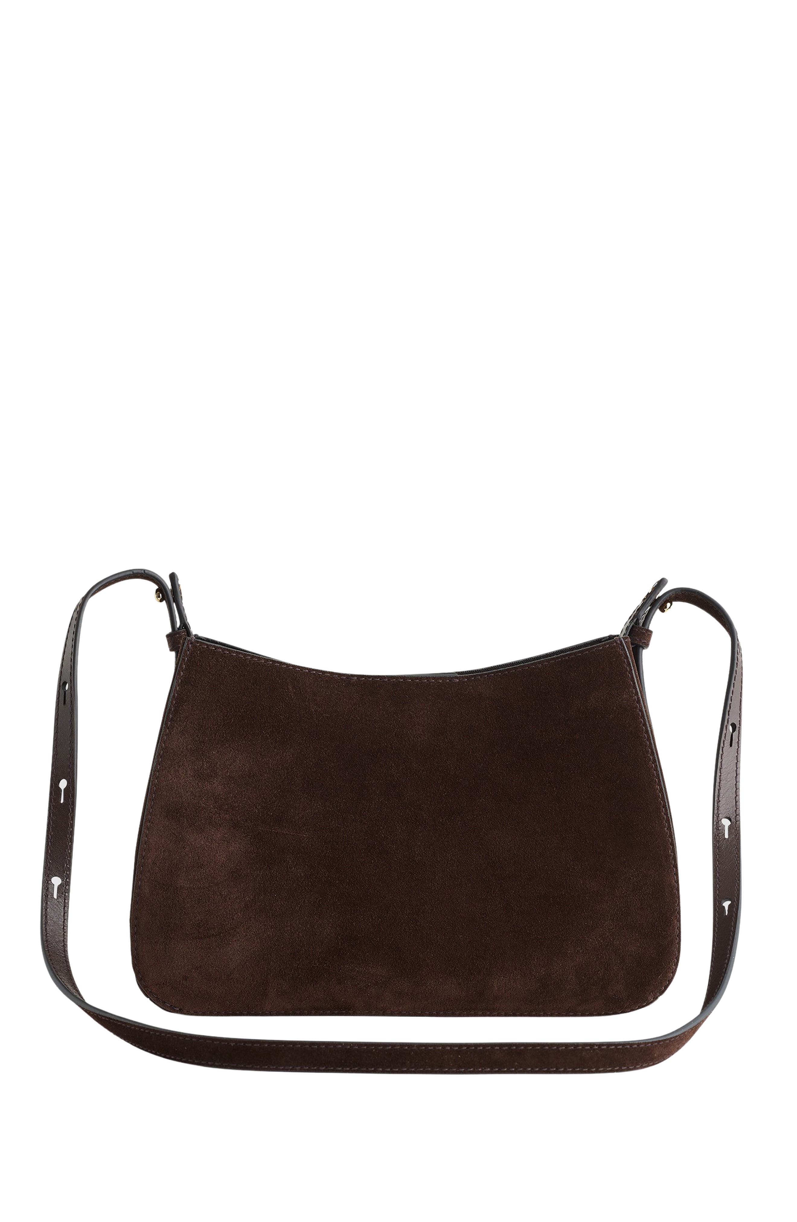 The Lori Suede Shoulder Bag, Main, color, DARK CAROB