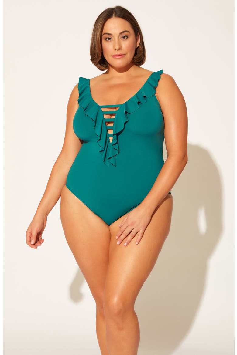 Rufflicious One-Piece Swimsuit, Alternate, color, OCEANSIDE