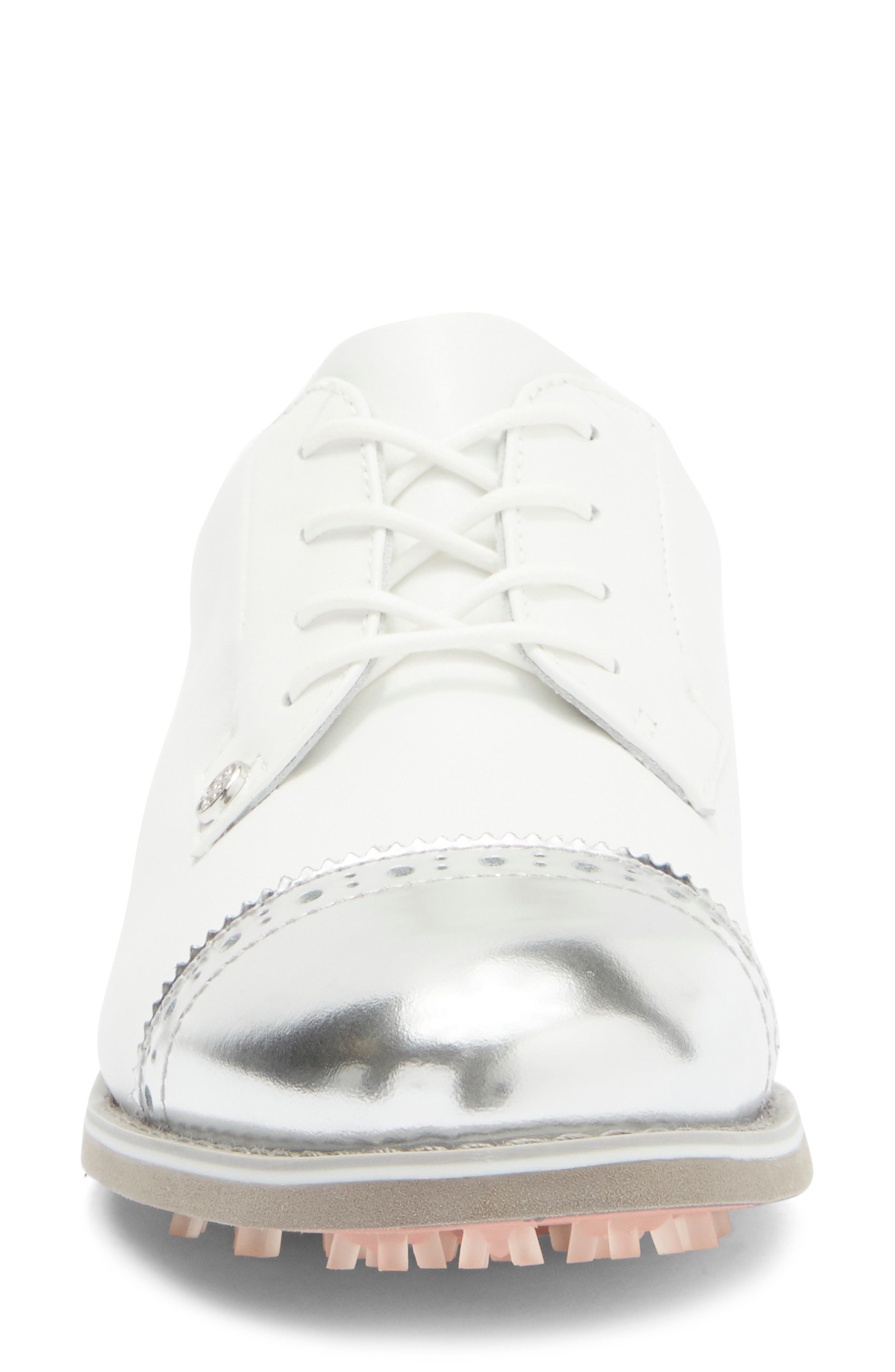 Gallivanter Cap Toe Golf Shoe, Alternate, color, SNOW/ SHARK SKIN
