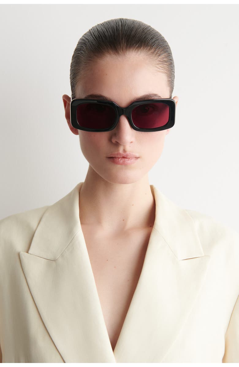 COS Rectangular Sunglasses, Alternate, color, Black