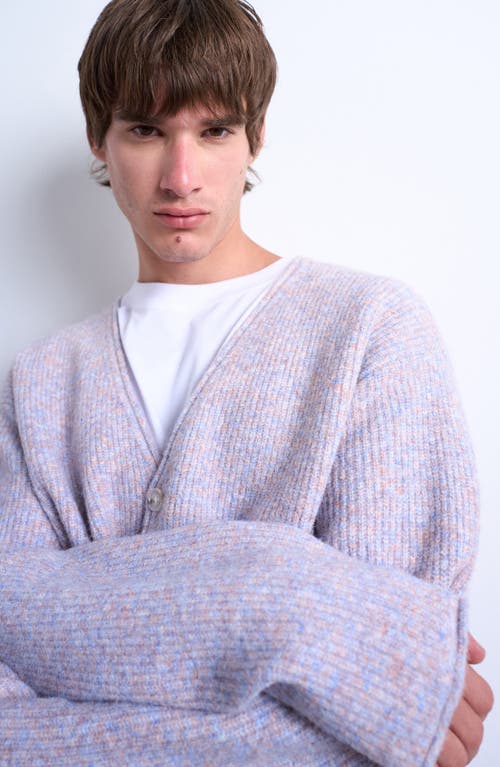 Topman Twist Yarn V-neck Cardigan In Purple