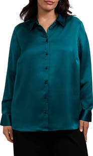 Foxcroft Bianca Satin Button-Up Shirt