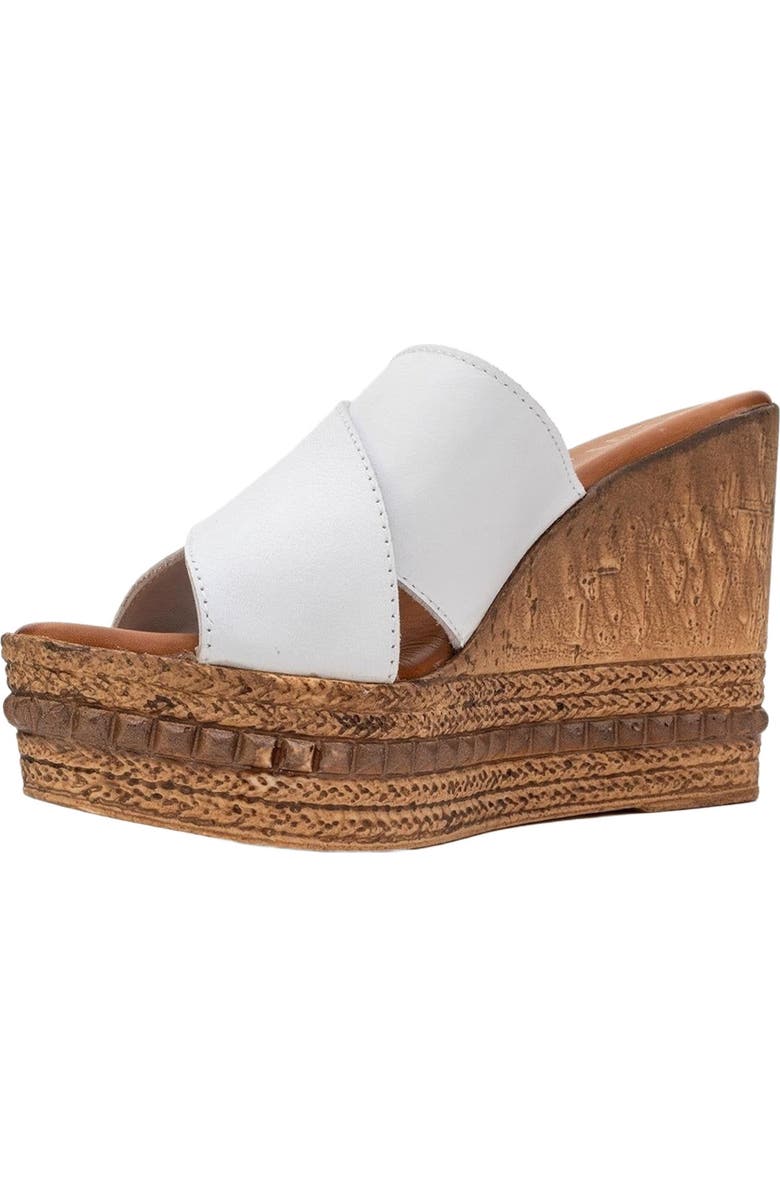 Forever & Always Shoes Lois Wedge Leather Sandal, Alternate, color, White Leather