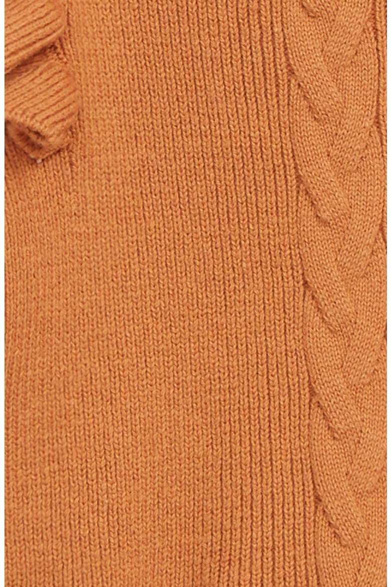 Eva Ruffle Shoulder Long Sleeve Knit Cotton Dress, Alternate, color, BURNT ORANGE