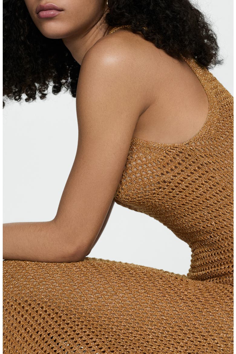 Metallic Open Stitch Maxi Sweater Dress, Alternate, color, GOLD