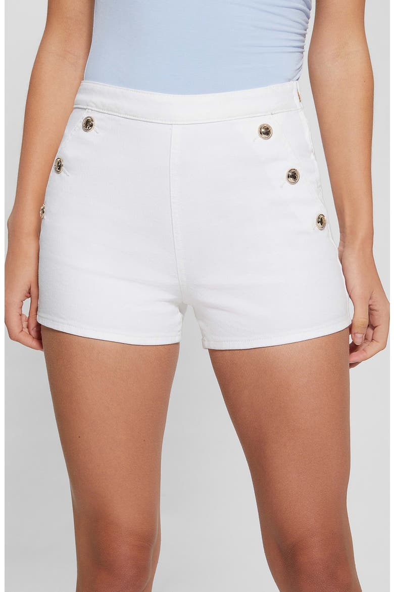 Janea High Waist Button Shorts, Alternate, color, WHITE