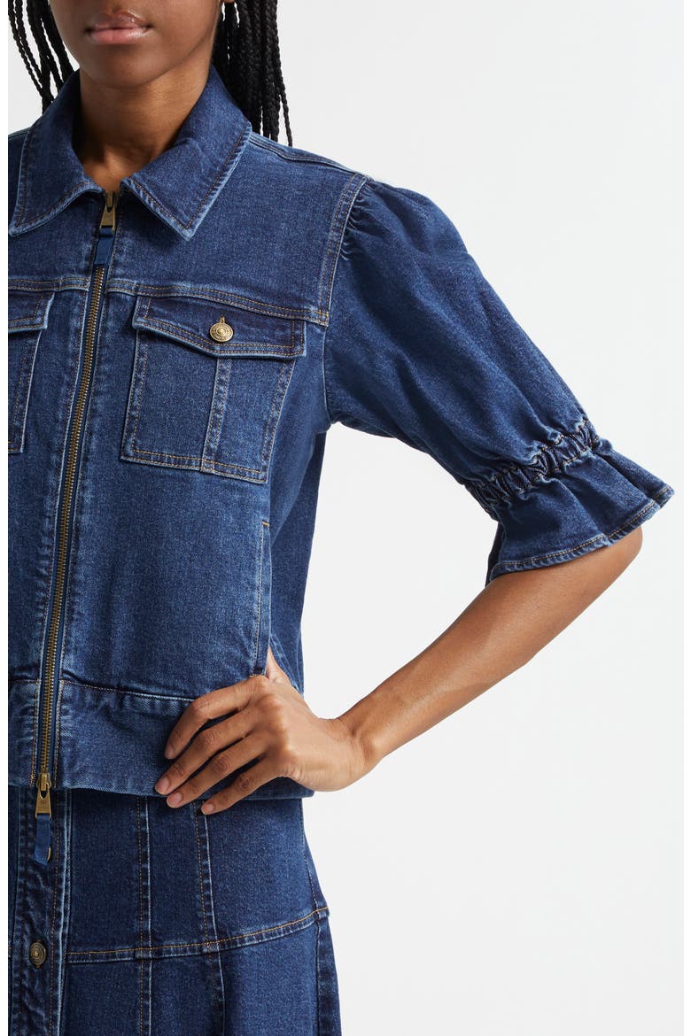 Holly Denim Jacket, Alternate, color, OCEANE