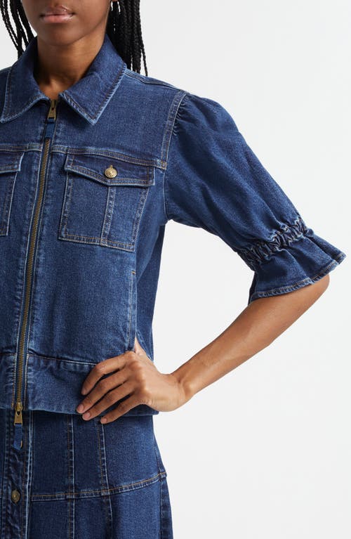 Cinq À Sept Holly Short-sleeve Denim Jacket In Oceane