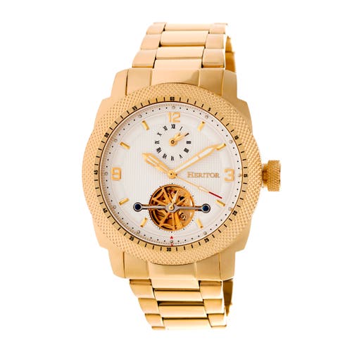 Heritor Automatic Helmsley Semi-skeleton Bracelet Watch In Gold