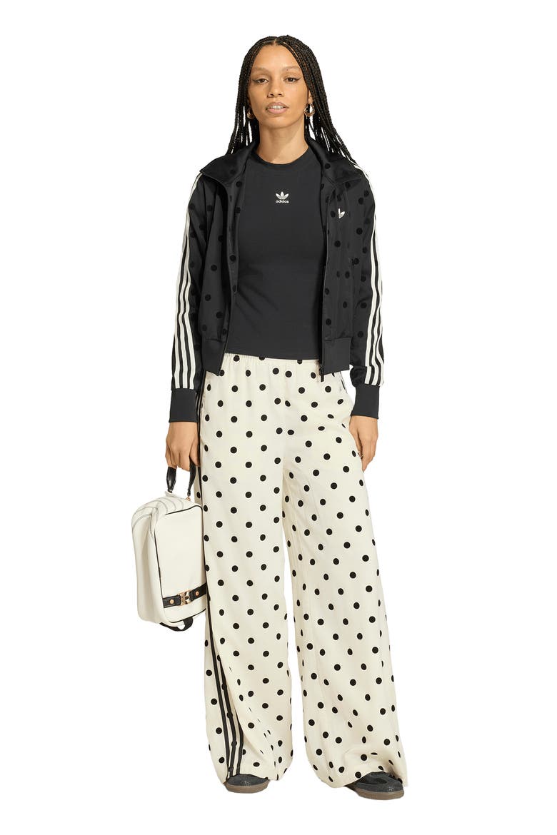 Firebird Polka Dot Wide Leg Track Pants, Alternate, color, OFF WHITE