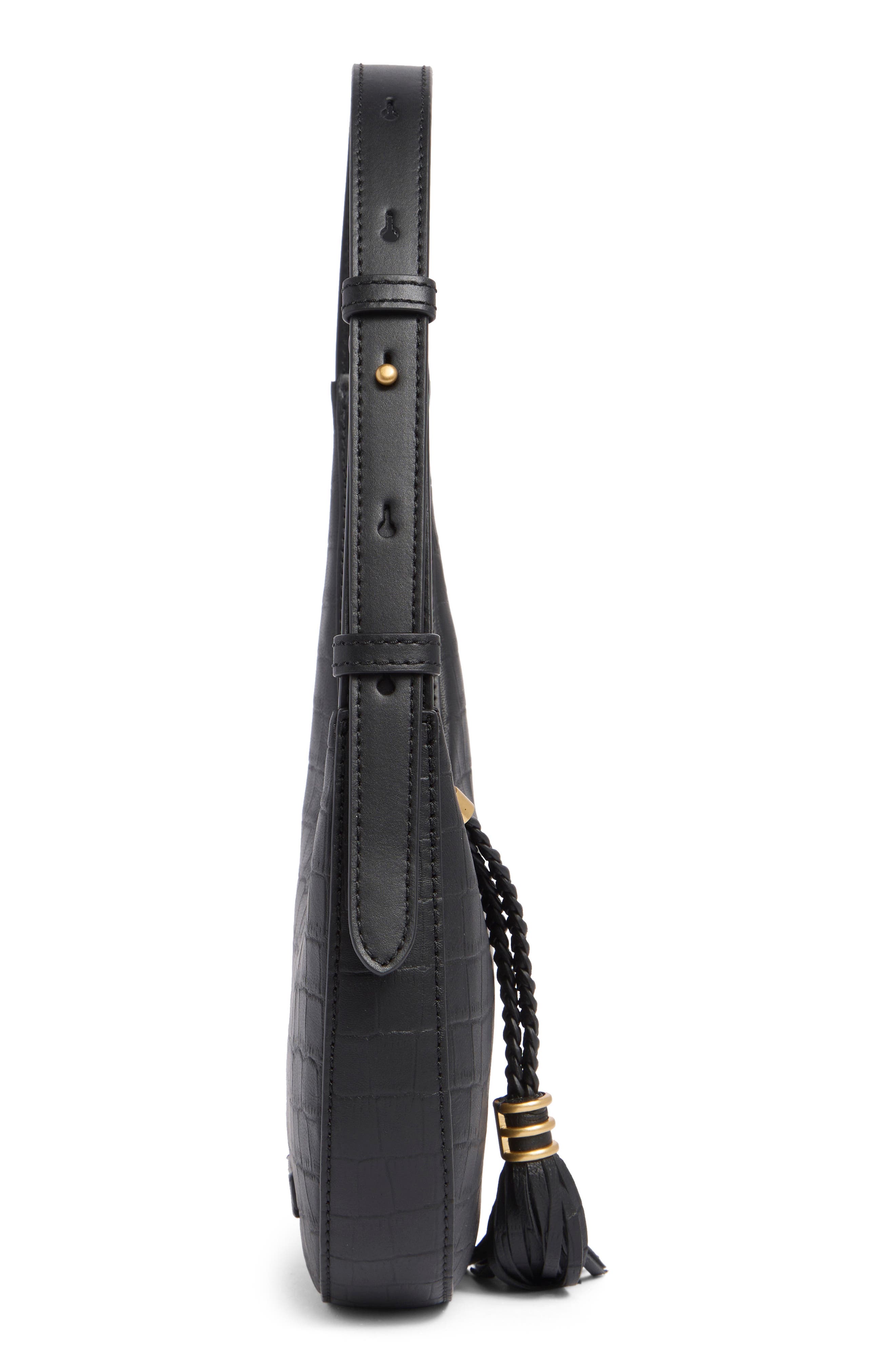 Vince Camuto Small River Croc Embossed Hobo Bag, Alternate, color, 